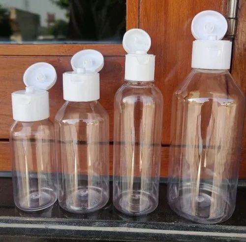 Flip Top Cap Type White Transparent Plastic Bottle For Hand Sanitizer Packaging