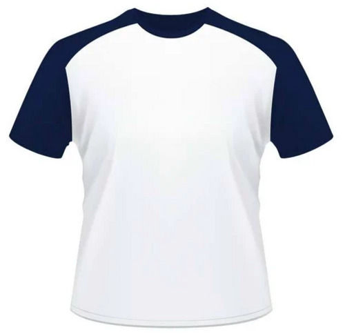 Blue And White L Size Short Sleeves Plain Cotton Round Neck T Shirt For Boys