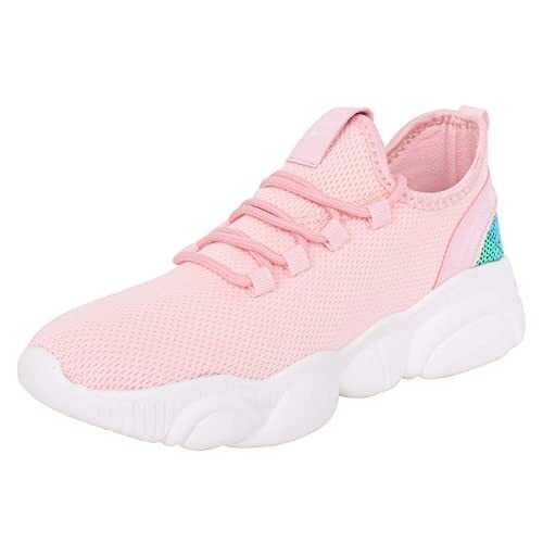 Lace Up Closure Rubber Sole And Fabric Sports Shoes For Women