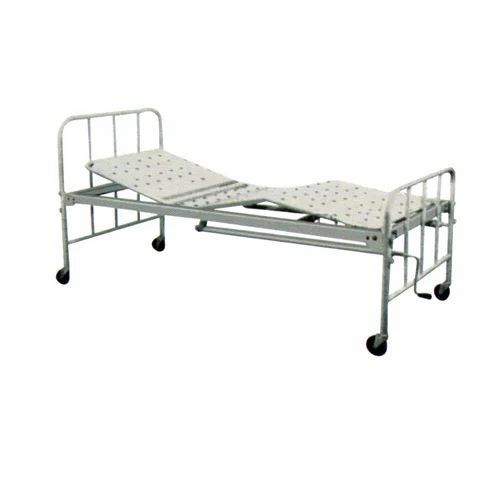 White Manual Operated Handle Stainless Steel Hospital Fowler Bed With Four Caster 