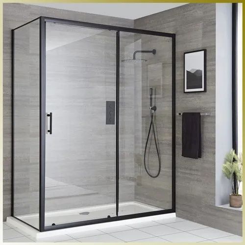 Matt Black Rectangular Sliding Glass Shower Enclosure For Bathroom