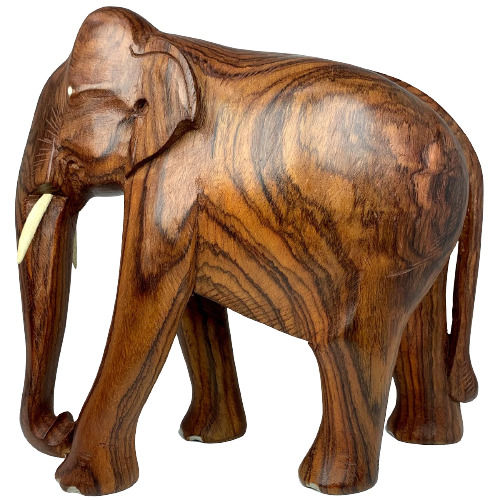 Antique Imitation 10 Inches Polished Finished Teak Wooden Elephant For Home Decoration Use