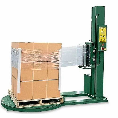 Green 220 Voltage Electric Single Phase Mild Steel Automatic Stretch Wrapping Machine