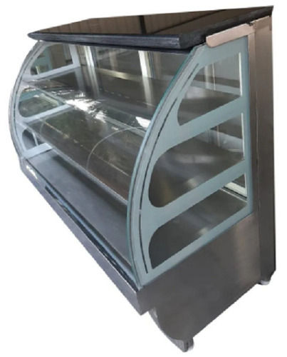 Silver 5 Feet 15 Kilogram Plain Stainless Steel And Glass Bakery Display Counter