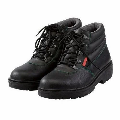 Black Heat Resistance And Non Slip Lace Closure Leather Fire Safety Shoes