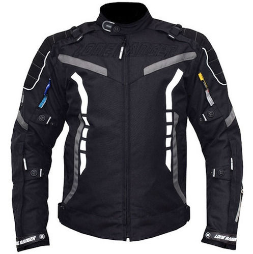 Black Straight Collar Winter 100 % Polyester Riding Jacket For Men