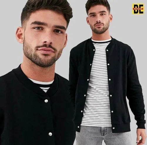 Washable And Skin Friendly Full Sleeves Black Bomber Jackets For Mens