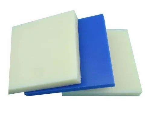 White And Blue 25 Mm Thick Square Shaped Color Coated Plain Cast Nylon Sheet