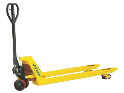 Yellow 2500 Kg Capacity Paint Coated Mild Steel Body Hand Pallet Truck For Industrial Use