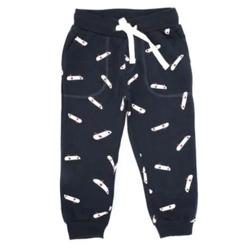 Navy Blue Comfortable And Washable Soft Printed Cotton Kids Lower