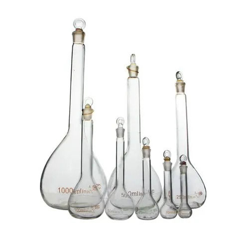 Transparent-Yellow Conical Circular And Cylindrical Transparent Laboratory Glassware