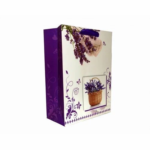 White And Purple 20X3.5X35 Inches Rectangular Moisture Proof Offset Printed Paper Bag