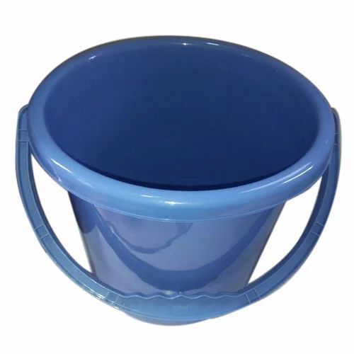 Blue 5 Liter Capacity Plain Round Scratch Resistance Glossy Pvc Plastic Bucket