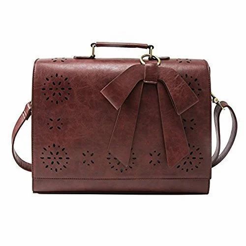 Adjustable Strap Plain Waterproof Leather Laptop Bag For Ladies