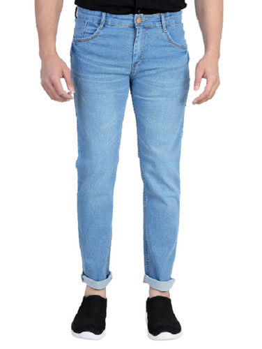 Button Closure Plain Dyed Unfadable Blue Denim Jean For Mens Age Group: >16 Years