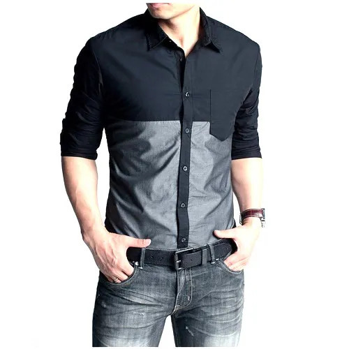 Casual Wear Full Sleeves Plain Dyed Cotton Designer Shirt For Mens - Collar Style: Classic