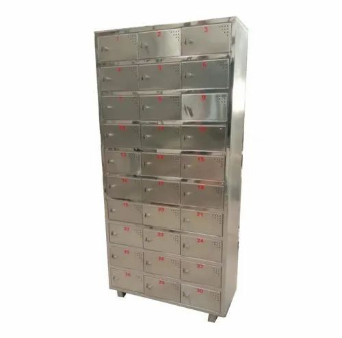 Grey Floor Mounted Rectangular Shape Stainless Steel Mobile Phone Locker Cabinet