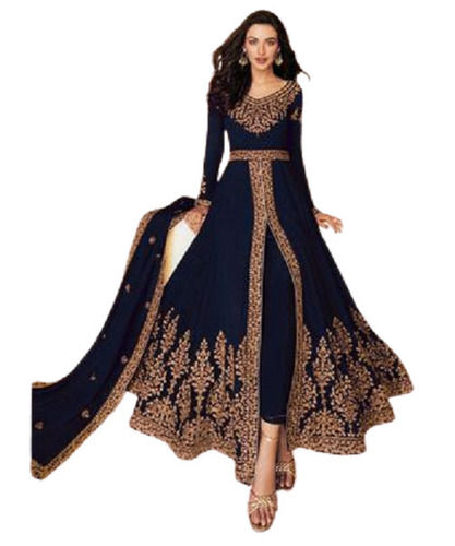 Navy Blue Party Wear Anarkali Salwar Kameez With Dupatta