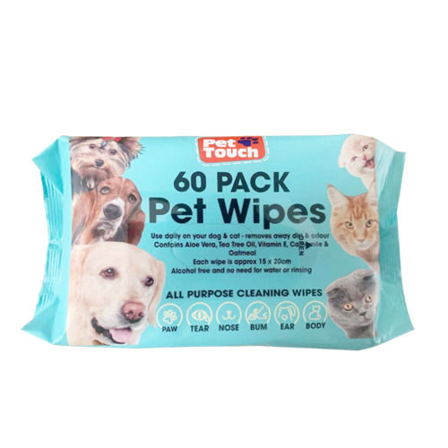 White 60 Pack Pet Wipes For All Purpose Pet Cleaning