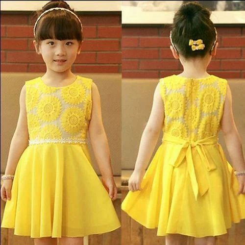 Girl Printed Cotton Sleeveless Frock For Daily Wear