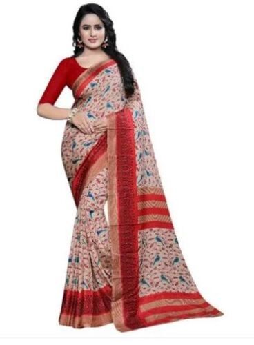 Ladies Printed Georgette Sarees With Blouse Piece