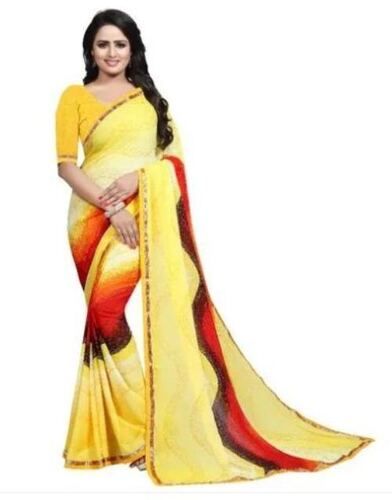 Multi Color Casual Ladies Georgette Sarees With Blouse Piece