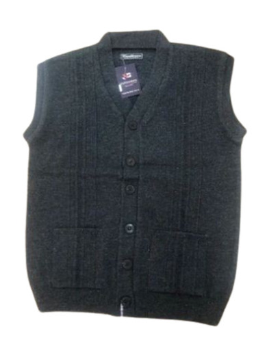 V-neck Sleeveless Button Closure Mens Sweaters