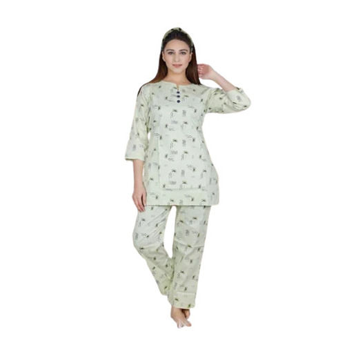 Light Green (Base) 160 Gsm Ladies Printed Night Suit