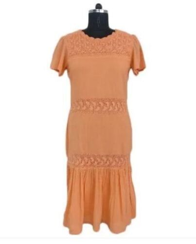 Half Sleeveless Cotton Fabric Ladies Crochet Dress