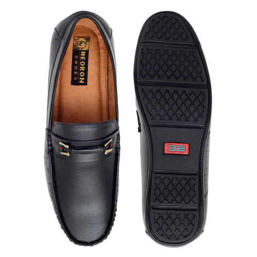 Premium Quality And Lightweight Loafer Shoe For Men - Synthetic Upper, Size 6-10, Black Color, Flat Heel, Padded Insole, Slip-On Design