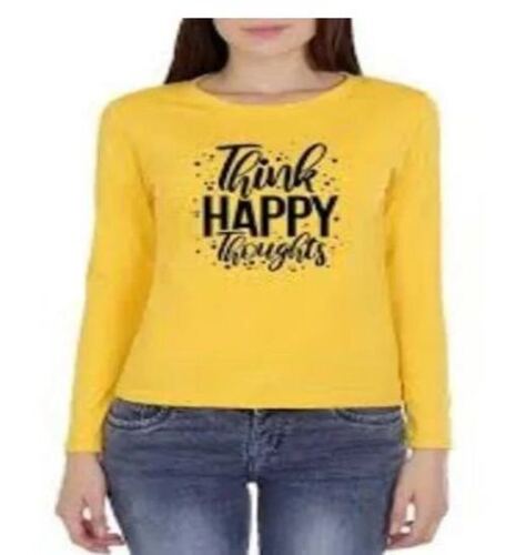 Round Neck Full Sleeves Printed Ladies T-shirts