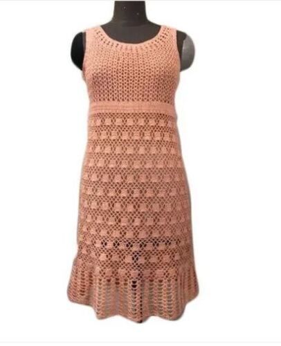 Round Neck Ladies Sleeveless Crochet Dress