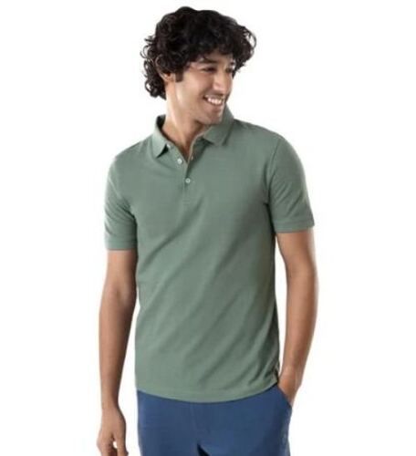 Short Sleeves Plain Pattern Mens Polo T-shirt