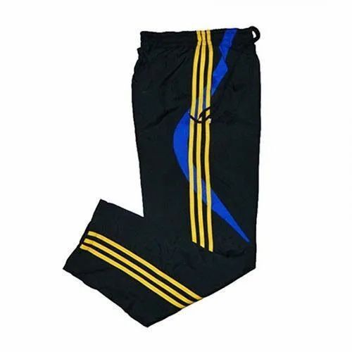 Plain Black Daily Wear Men Striped Polyester Lower