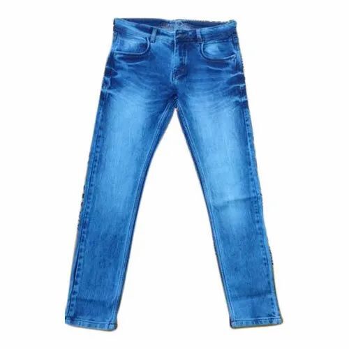 Mens Stretchable Zipper Closure Regular Blue Denim Jeans Age Group: >16 ...