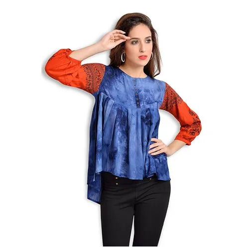 Premium Quality And Lightweight Comfortable Cotton Printed Top For Ladies 