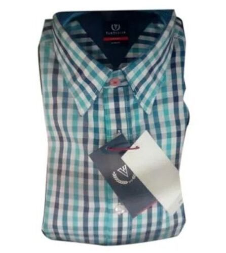 Small Check Pattern Full Sleeves Mens Casual Wear Cotton Shirts