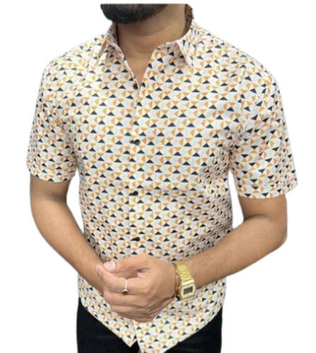 Cotton Fabric Printed Half Sleeve Party Wear Mens Shirt