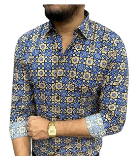 Full Sleeves Pure Cotton Fabric Mens Printed Shirts