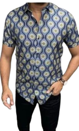 Short Sleeves Cotton Material Mens Printed Shirts