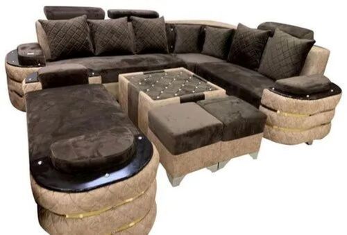 Designer Brown L Shape 7 Seater Sofa Set - Feature: Durable
