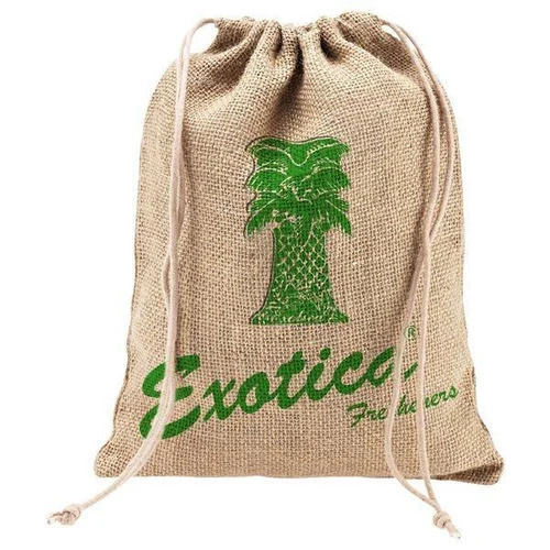 Drawstring Closure Printed Jute Bag