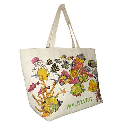 Eye Catching Look Printed Jute Beach Bag