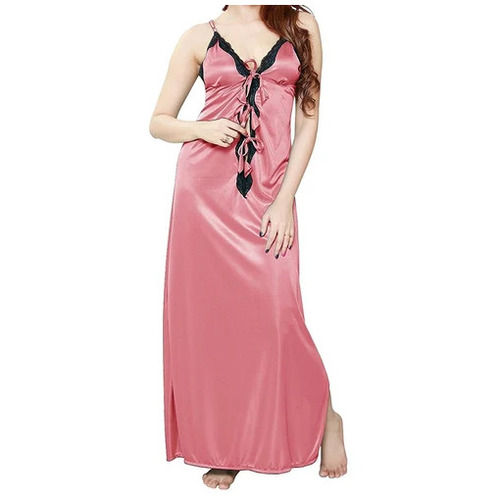 Lady's Plain Full Length V Neck Sleeveless Night Gown