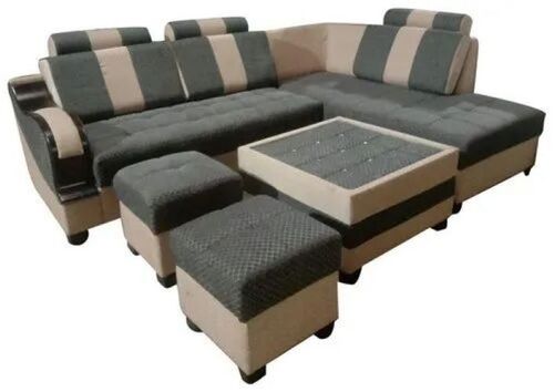 Premium Quality 5 Seater Corner Sofa Set - Modern Green Design Eco-Friendly & Fireproof Water Resistant| Perfect for Living Room with Sofa Puffy & Center Table