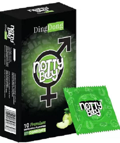 Nottyboy Dingdong Green Apple Flavoured Condoms For Men And Women - 10 Units Size: 7 X 2.5 X 12 Cm; 40 Grams