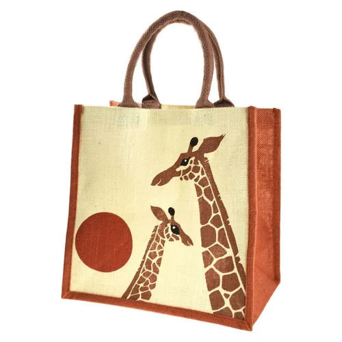 Skin Friendliness Animal Printed Cotton Jute Bag