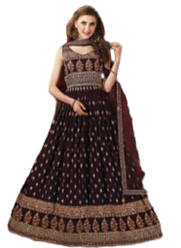 Embroidered Semi Stitched Gown For Ladies 