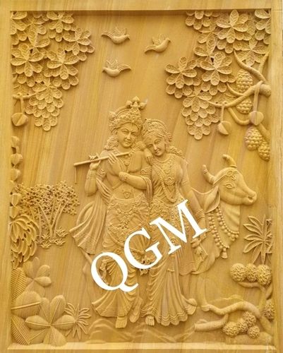 Handcrafted Radha Krishna Sandstone Wall Mural