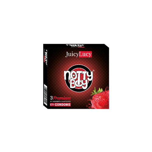 Nottyboy Juicylucy Extra Thin Strawberry Flavoured Condoms For Men - 3 Units